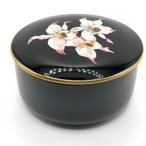 Villeroy & Boch Black Forest Orchidee Purple Orchid Porcelain Gold Rim Lid Box